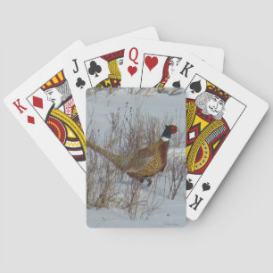 B23 Ring-necked Pheasant in Snow Playing Cards