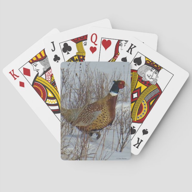 B23 Ring-necked Pheasant in Snow Playing Cards (Back)