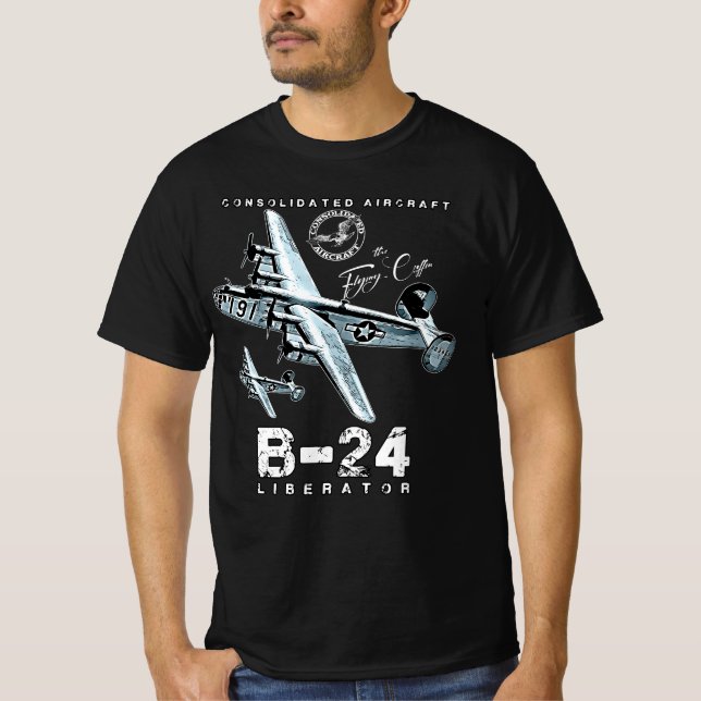 B24 Liberator The Flying Coffin WW2 Heavy Bomber A T-Shirt (Front)
