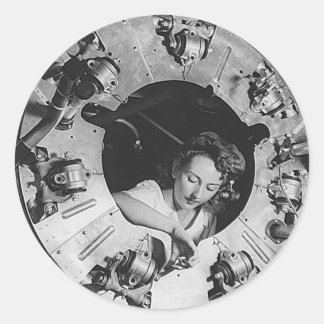 B24 Motor Girl Mechanic Classic Round Sticker