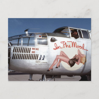 B25 MITCHELL BOMBER " IN THE MOOD" NOSE ART POSTCARD