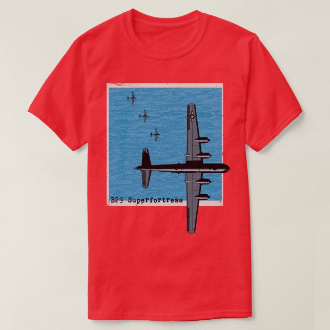 B29 Superfortress WW2 bomber aeroplane over the se T-Shirt (Design Front)