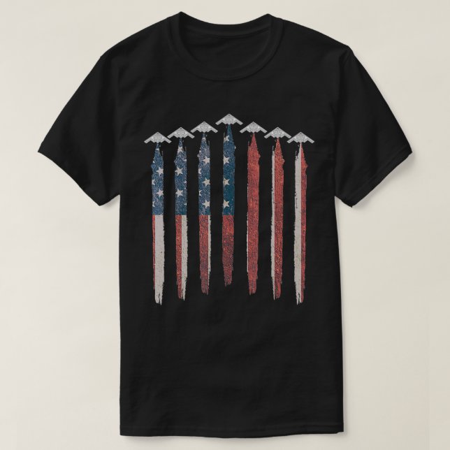 B2 Stealth Bomber Airplane USA Flag B2 4th Of July T-Shirt (Design Front)