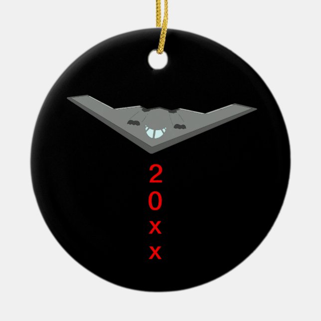 B2 Stealth Bomber Silent Night Ceramic Tree Decoration (Front)