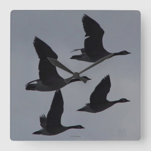 B46 Canadian Geese in Flight Square Wall Clock