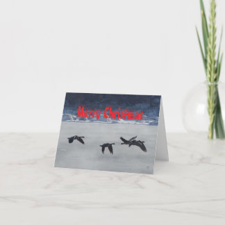 B48 Geese Over Frozen River Christmas Card