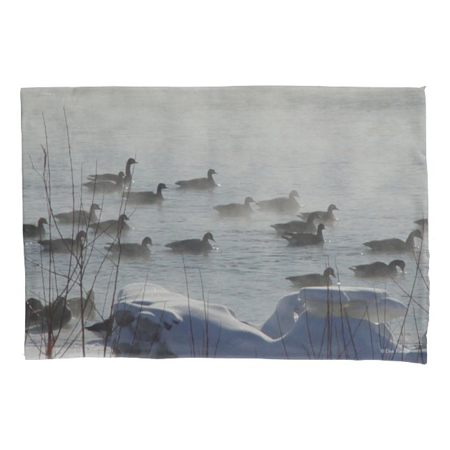 B49 Canadian Geese in the Mist Pillowcase (Front)