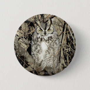 B51 Great Horned Owl 6 Cm Round Badge