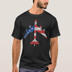 B52 Stratofortress Aircraft Schematic American Fla T-Shirt