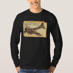 B 17 Bomber WWII Flying Fortress Diagram T-Shirt