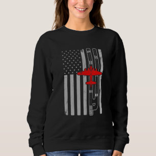 B-17 Flying Fortress Aeroplane American Flag Runwa Sweatshirt
