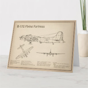 B-17 Flying Fortress - Aeroplane Blueprint Plans S Thank You Card