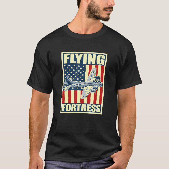 B 17 Flying Fortress Aeroplane Usaf Aircraft Bombe T-Shirt (Front)