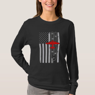 B-17 Flying Fortress Airplane American Flag Runway T-Shirt