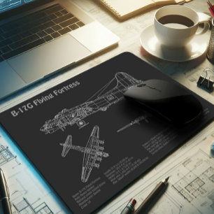B-17 Flying Fortress - Airplane Blueprint Plans PD Mouse Pad