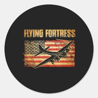 B-17 Flying Fortress American Flag Patriot Classic Round Sticker