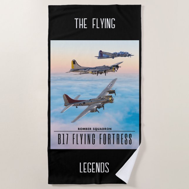 B-17 Flying FORTRESS BOMBER SQUADRON Beach Towel (Front)