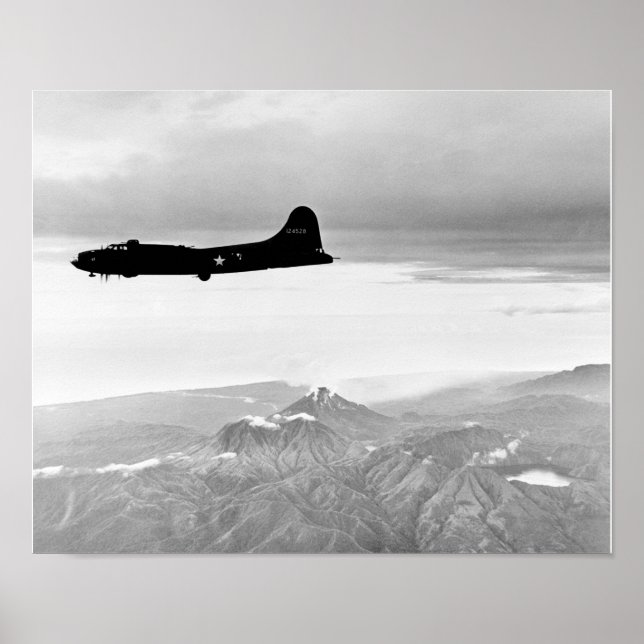 B-17 Flying Fortress Flying Over Bougainville Poster (Front)
