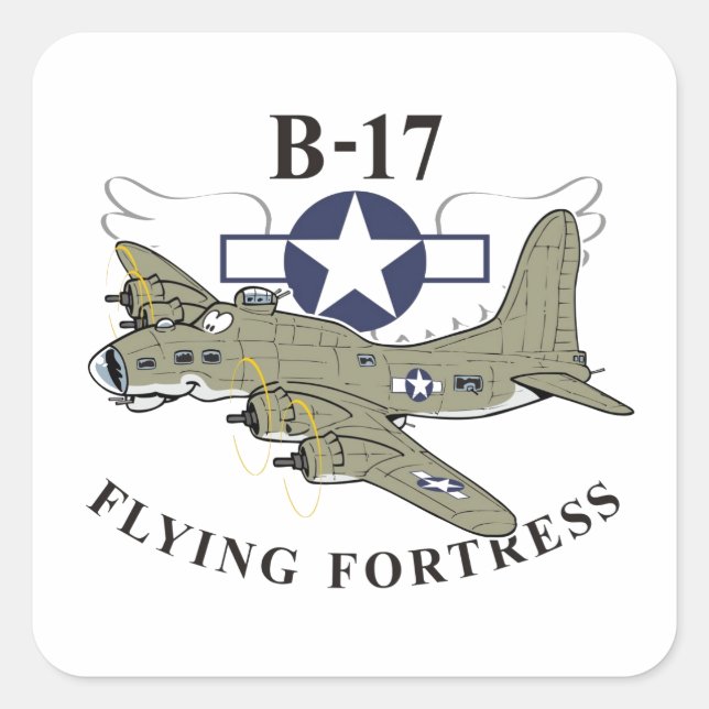 B-17 flying fortress square sticker (Front)