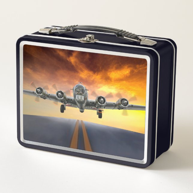 B-17 FLYING FORTRESS TAKEOFF METAL LUNCH BOX (Front)