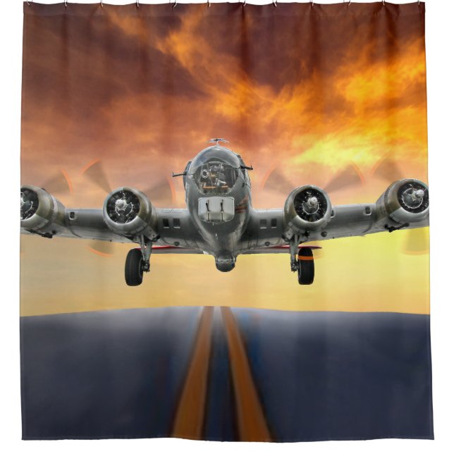 B-17 FLYING FORTRESS TAKEOFF SHOWER CURTAIN (Front)