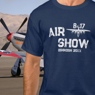 B-17 Vintage Aeroplane Airshow WWII Military Navy T-Shirt