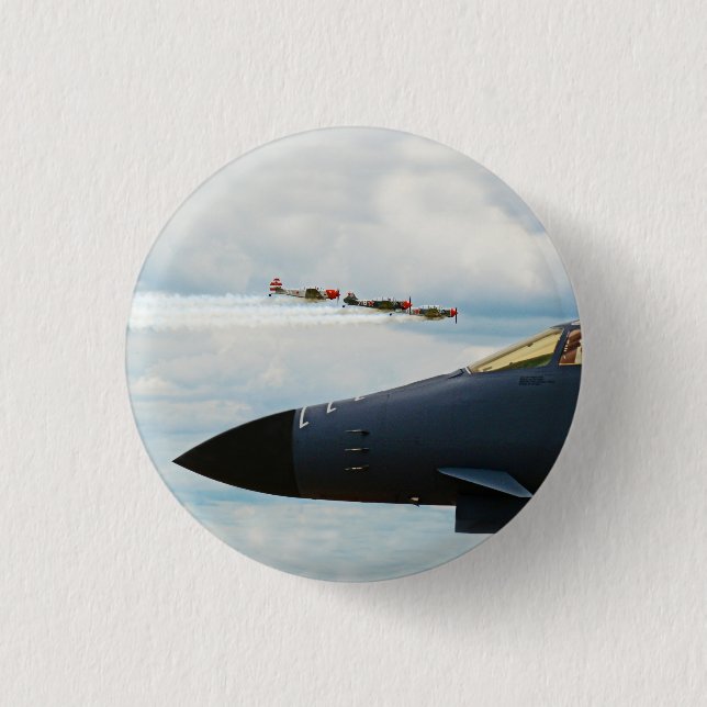 B-1 Bomber and WWII Fighters 3 Cm Round Badge (Front)