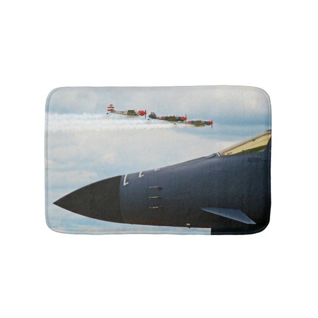 B-1 Bomber and WWII Fighters Bath Mat (Front)