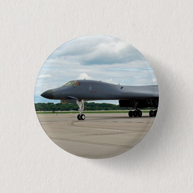 B-1B Lancer Bomber on Ground 3 Cm Round Badge (Front)