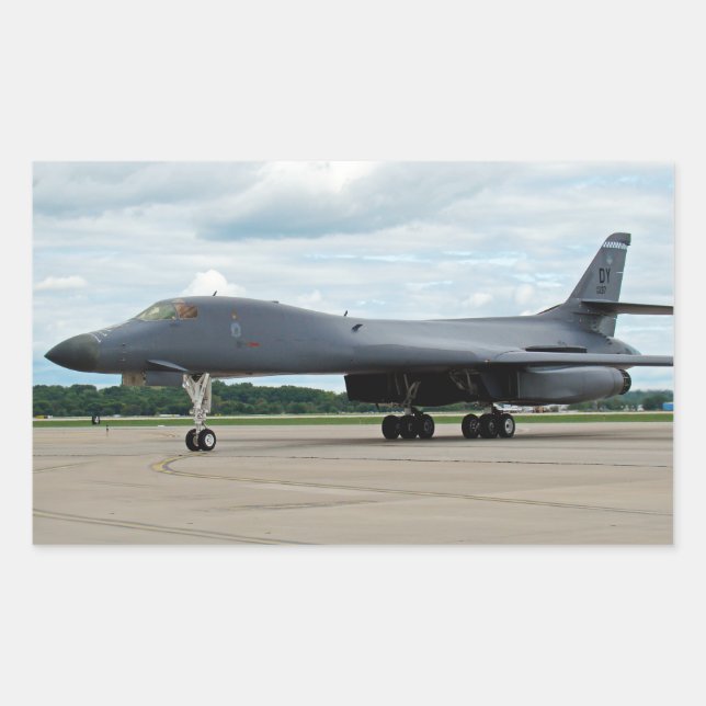 B-1B Lancer Bomber on Ground Rectangular Sticker (Front)