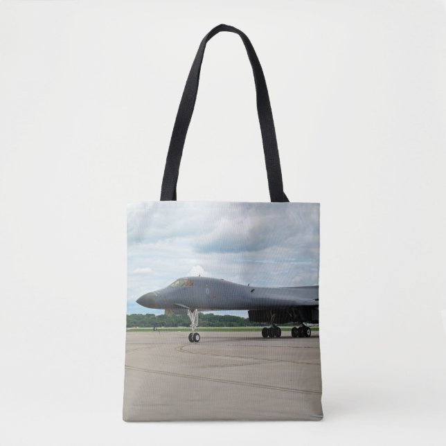 B-1B Lancer Bomber on Ground Tote Bag (Front)