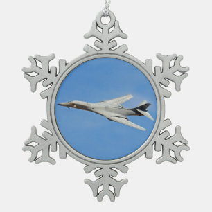 B-1B Lancer Bomber Wings Swept Snowflake Pewter Christmas Ornament