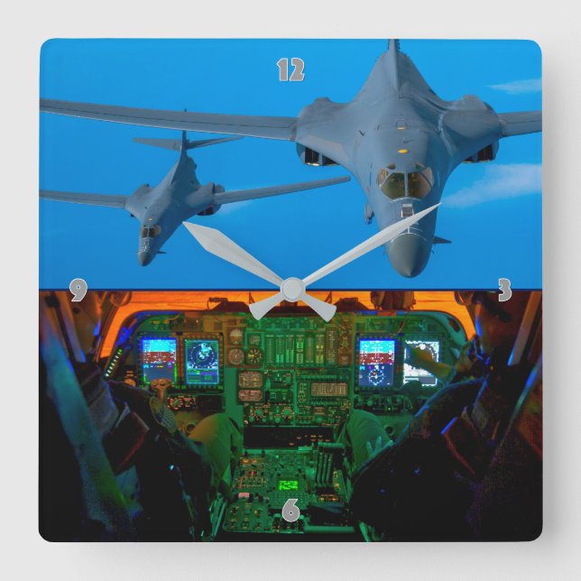 B-1B LANCER SQUARE WALL CLOCK (Front)