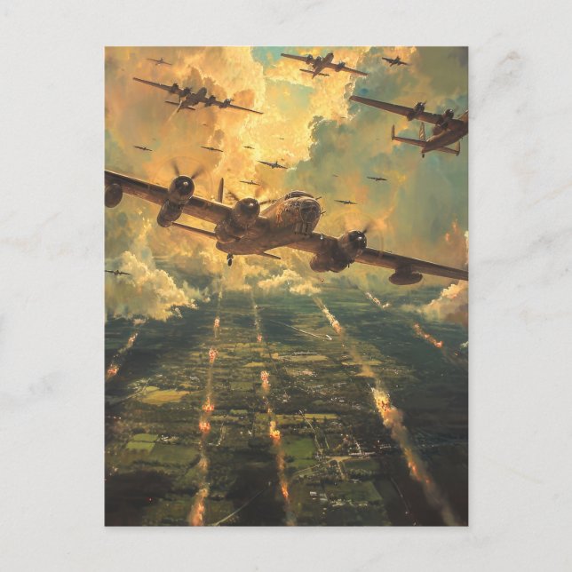 B-24 Bomber on a Mission Painting Postcard (Front)