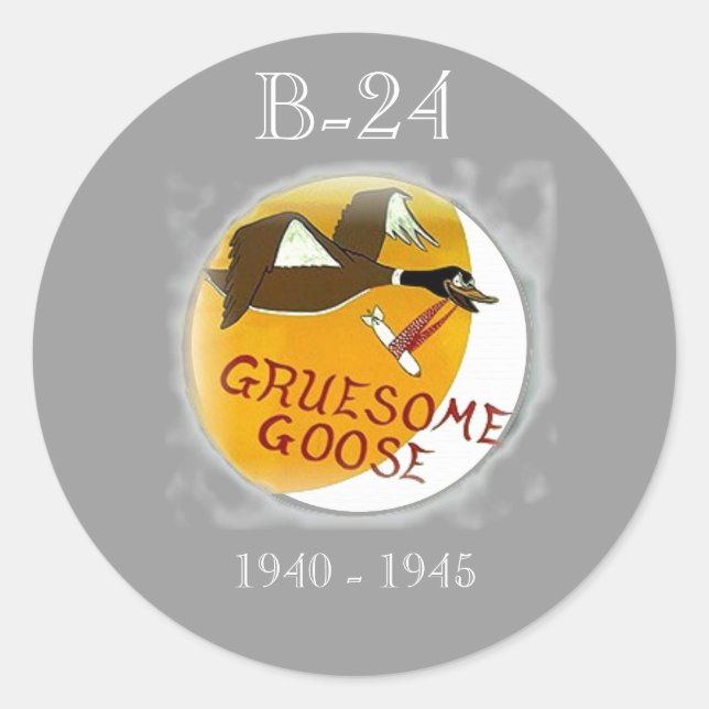 B-24 LIBERATOR HEAVY BOMBER- Misc. Nose Art Classic Round Sticker (Front)