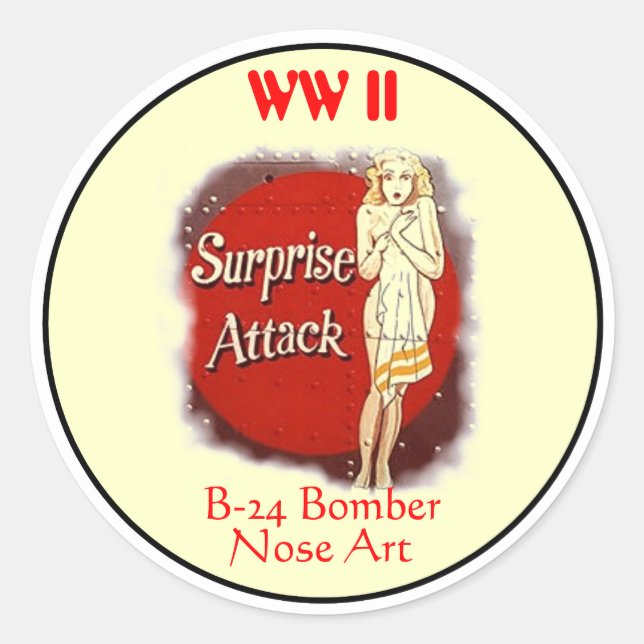 B-24 Nose Art-WW II Classic Round Sticker (Front)