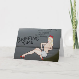 B-25 Briefing Time Nose Art Card