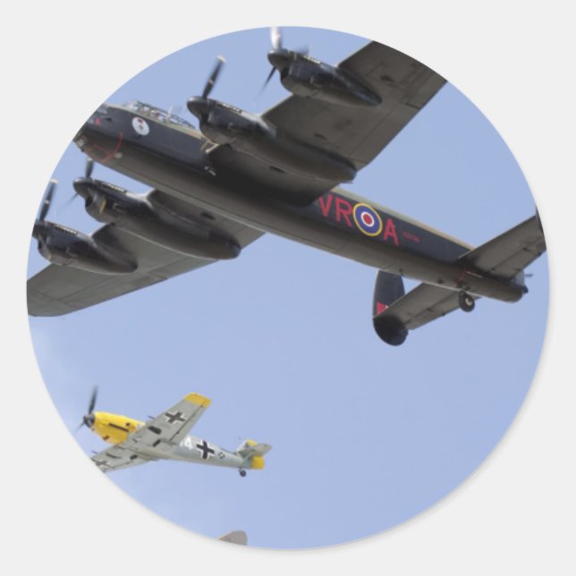B-25 Liberator P-51 Mustang Classic Round Sticker (Front)