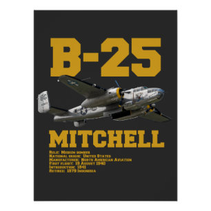 B-25 Mitchell WW2 Plane Poster