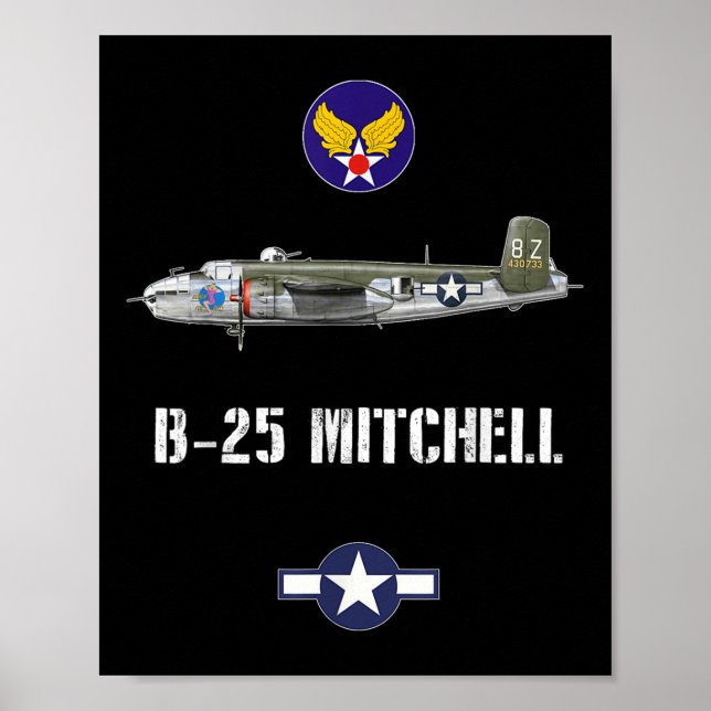 B-25 Mitchell Wwii Military Air Force Bomber With  Poster (Front)