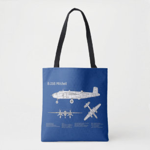 B-25B Mitchell Doolittle - Aeroplane Blueprint ABD Tote Bag