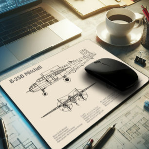 B-25B Mitchell Doolittle - Aeroplane Blueprint SD Mouse Pad
