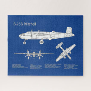 B-25B Mitchell Doolittle - Airplane Blueprint ABD Jigsaw Puzzle
