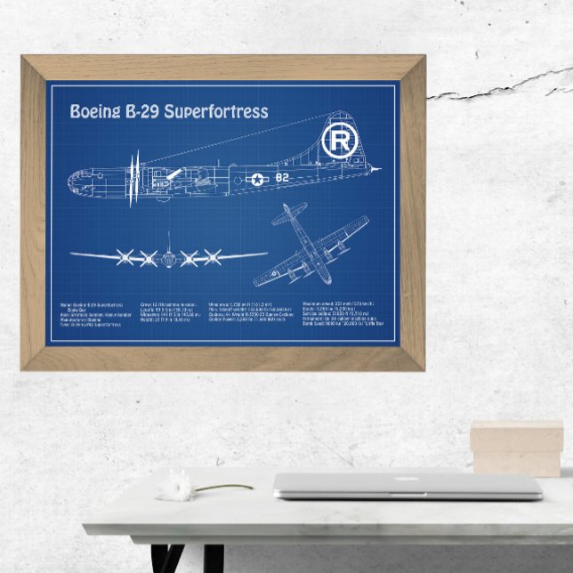 B-29 Superfortress - Aeroplane Blueprint Plans AD Photo Print (Creator Uploaded)