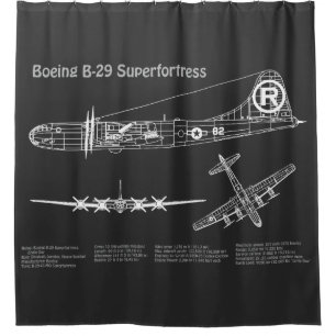 B-29 Superfortress - Aeroplane Blueprint Plans PD Shower Curtain