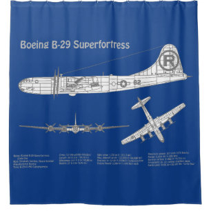 B-29 Superfortress - Airplane Blueprint Plans ABD Shower Curtain