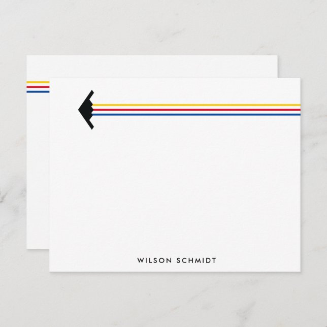 B-2 Bomber Three Colour Stripe Contrail Stationery Card (Front/Back)