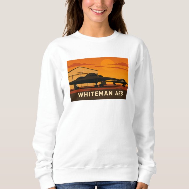 B-2 Jet Sunset Art – Whiteman AFB Poster Style Sweatshirt (Front)