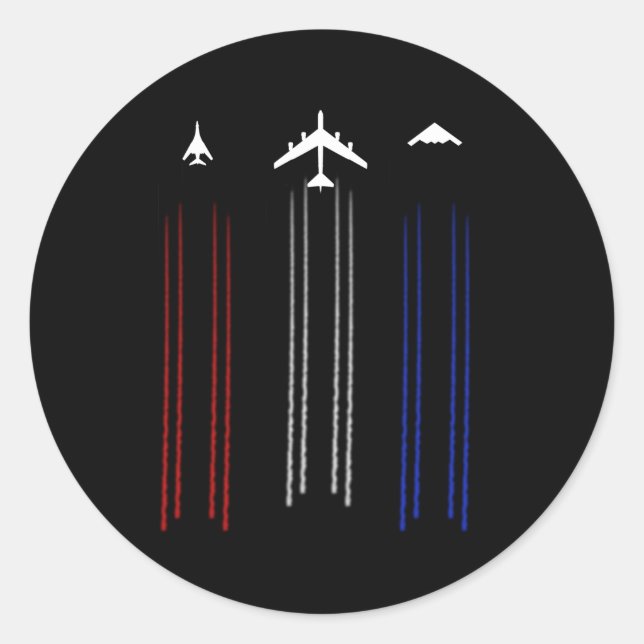 B-2 Spirit B-1 Lancer B-52 Bomber Aeroplane Classic Round Sticker (Front)