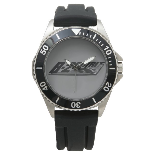 B-2 Spirit Crown Protector Black Rubber Watch (Front)